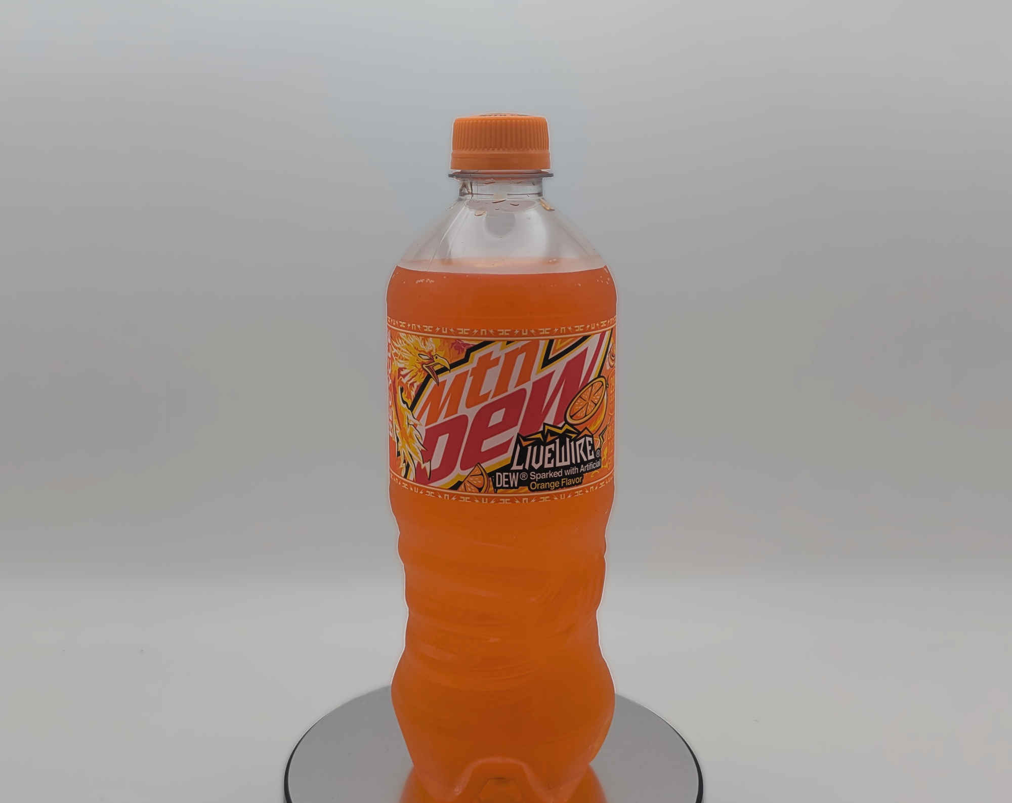 A bottle of Mountain Dew Live Wire.